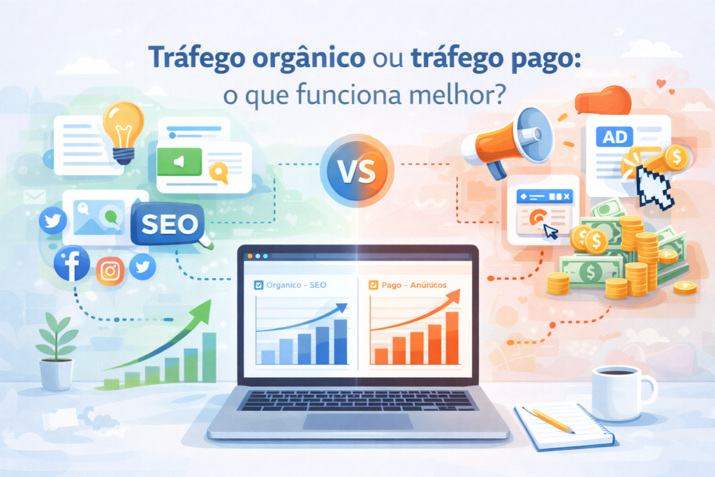 "Tráfego orgânico ou tráfego pago no marketing digital explicado pela Fórmula Negócio Online"
